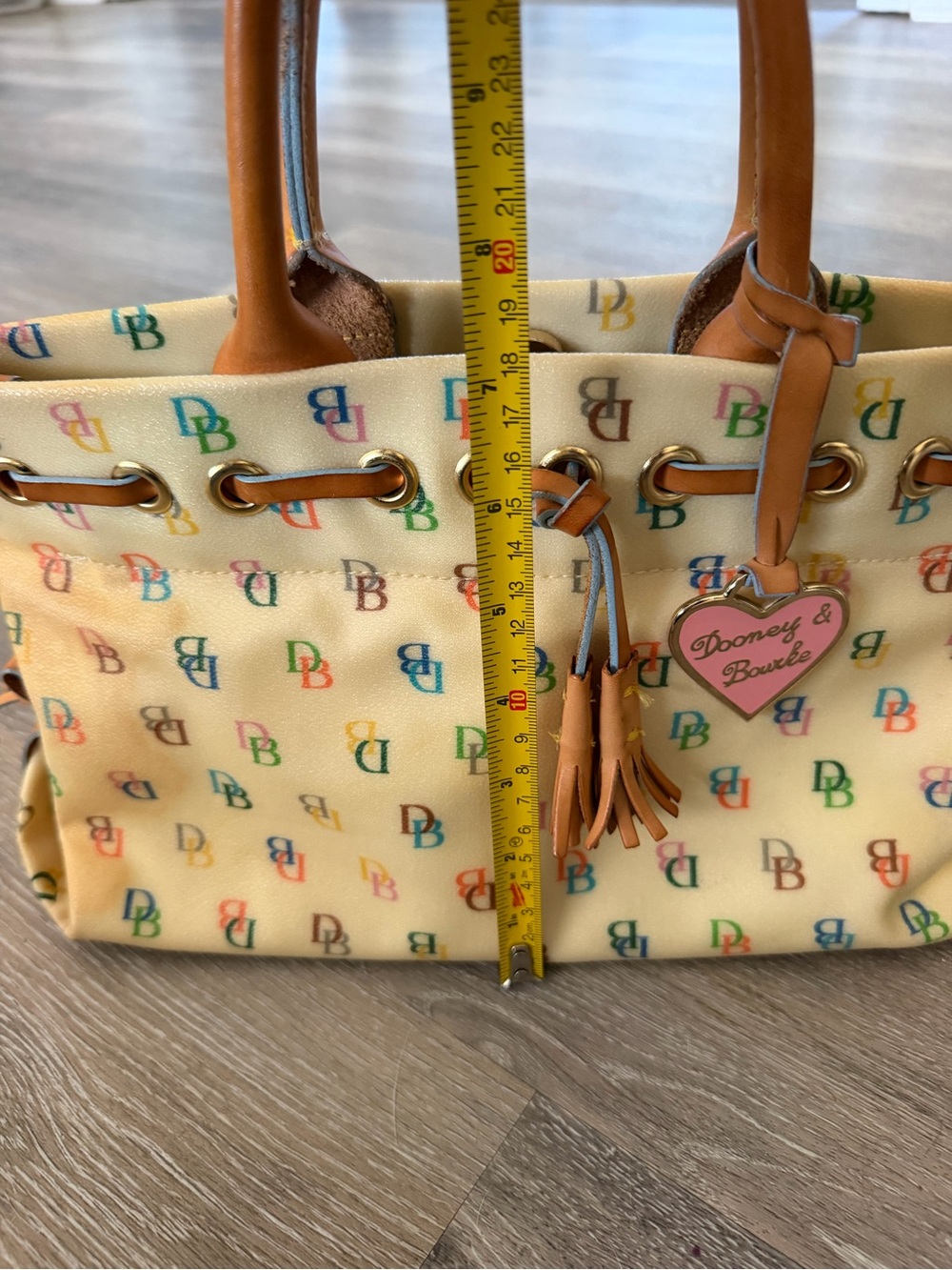 Dooney & Bourke Cream Multicolor Logo-Print Tote with Tan Trim - Picture 11 of 11